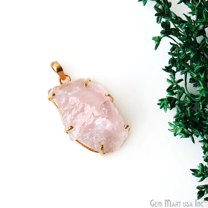 Trendy necklaces and pendants with geometric shapes for a modern aesthetic-Natural Morganite Organic 38x20mm Gold Plated Prong Setting Single Bail Gemstone Pendant