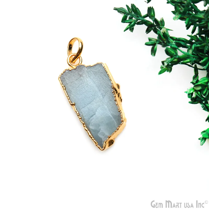 Necklaces and pendants with ocean-inspired designs for a refreshing, beachy feel-Aquamarine Free Form shape 33x16mm Gold Electroplated Gemstone Single Bail Pendant