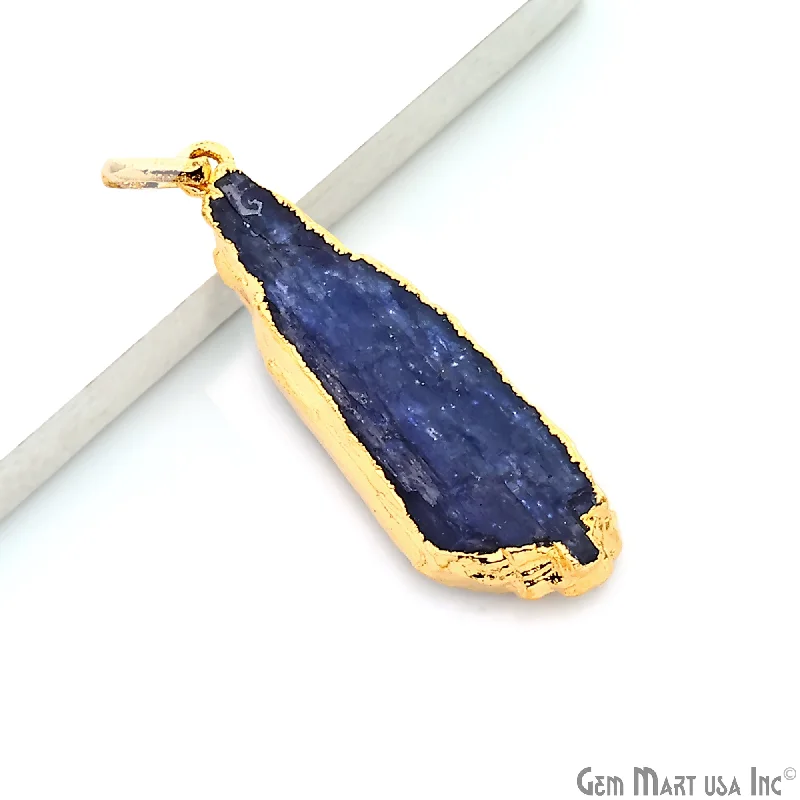 Necklaces and pendants with celestial starburst designs for a radiant look-Kyanite Free Form 37x11mm Gold Electroplated Gemstone Single Bail Pendant