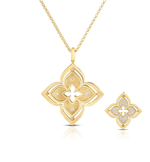 Best necklaces and pendants with art deco elements for a vintage, glamorous design-Roberto Coin Yellow Gold Reversible Diamond Pendant - Fink's Exclusive