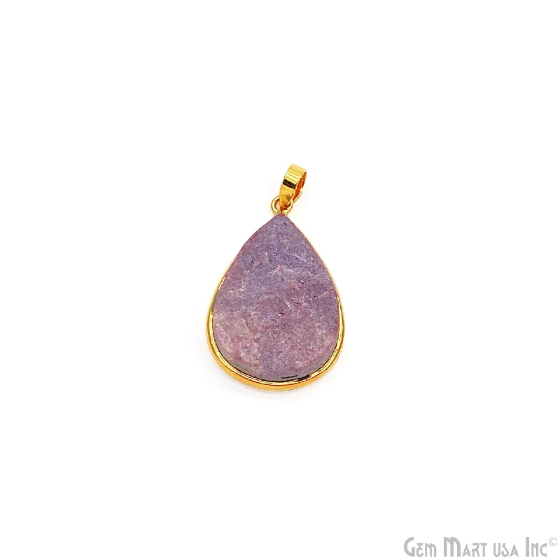 Best necklaces and pendants with cubic zirconia for a budget-friendly dazzling effect-Cobalt Calcite Pendant Pear Shape 28x26mm Single Bail Gold Plated Bezel Connector Pendant