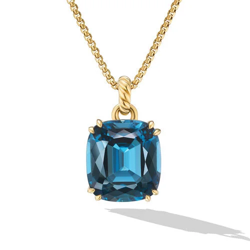 Beautiful necklaces and pendants with natural stones for an earthy, organic vibe-Marbella Pendant in 18K Yellow Gold with Hampton Blue Topaz, 22mm