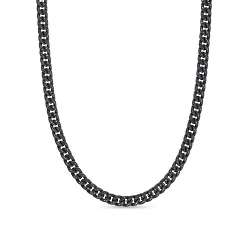 Best necklaces and pendants with matching earrings for a coordinated, elegant look-Curb Chain Necklace in Black Titanium with Black Diamonds, 8mm