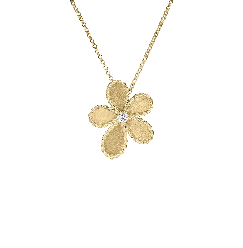 Beautiful necklaces and pendants with diamond-encrusted designs for maximum sparkle-Roberto Coin Yellow Gold Flower Necklace with Diamonds