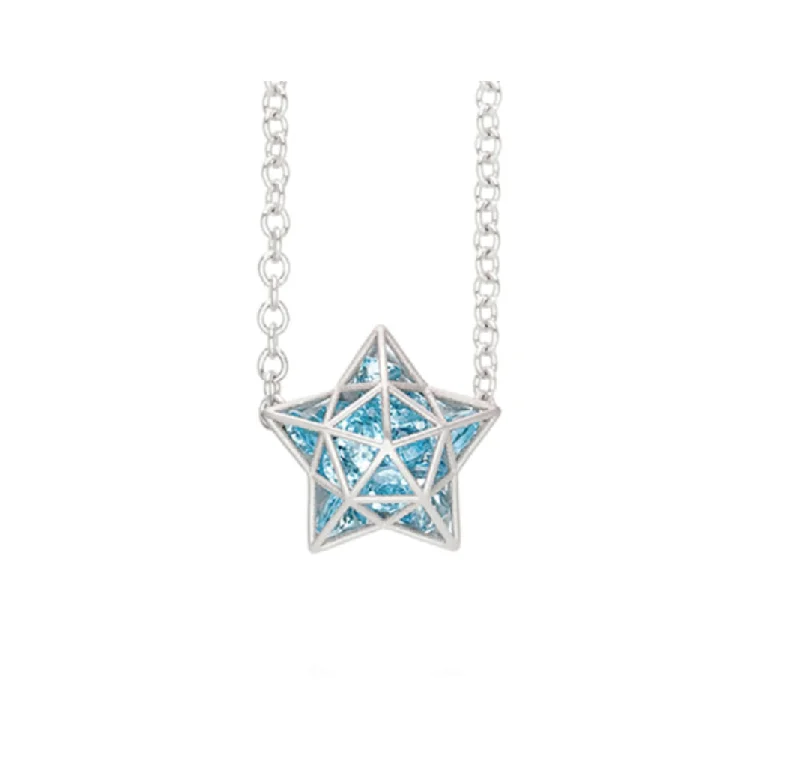 Best necklaces and pendants with sterling silver for an affordable yet stylish choice-Floating Blue Topaz Astral Necklace in White Gold