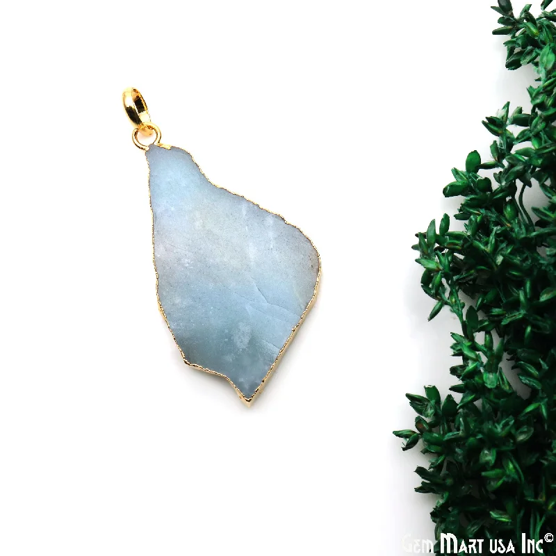 Necklaces and pendants with enamel accents for a colorful, eye-catching appearance-Amazonite Free Form shape 48x26mm Gold Electroplated Gemstone Single Bail Pendant