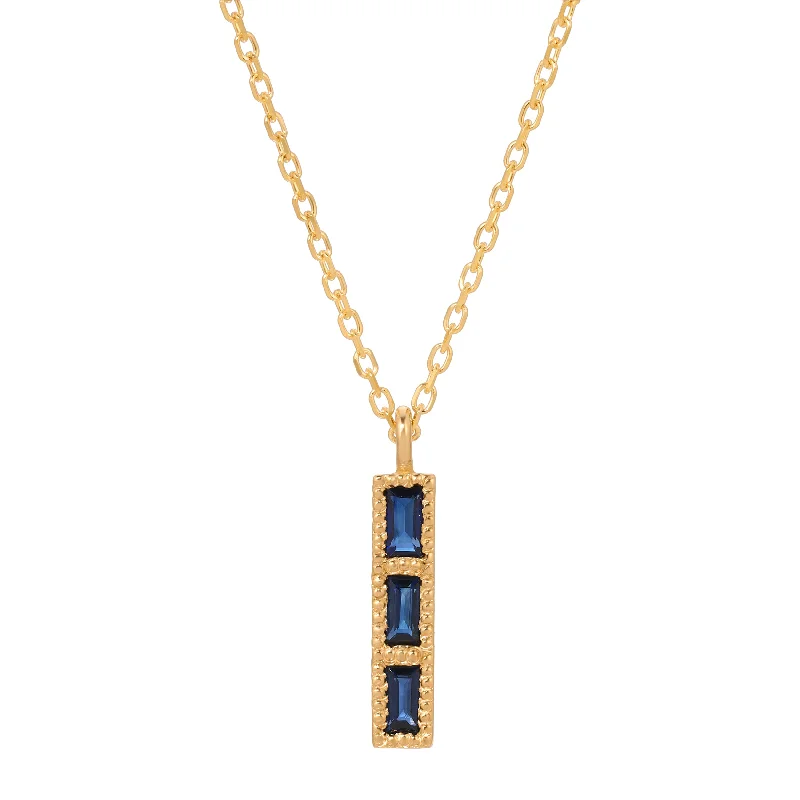 Necklaces and pendants with pearls for a classic and sophisticated touch-Blue Sapphire Tile Necklace