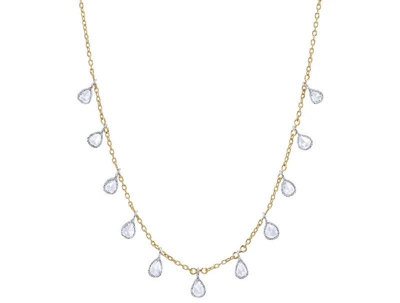 Stunning necklaces and pendants with sapphire gemstones for a luxurious blue hue-Pear Rose Cut Diamond Necklace