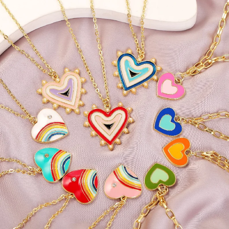 Best necklaces and pendants with vintage coin pendants for a unique accessory-Wholesale Niche Design Alloy Love Rainbow Necklace