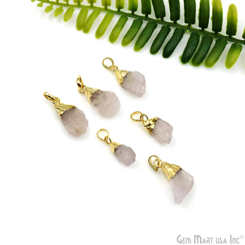 Best necklaces and pendants with seashell designs for a tropical, beachy vibe-Rose Quartz Organic 25x22mm Gold Electroplated Single Bail Gemstone Pendant