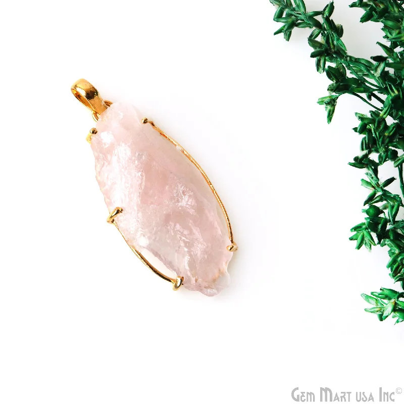 Best necklaces and pendants with layered designs for a chic, stacked look-Natural Morganite Organic 44x20mm Gold Plated Prong Setting Single Bail Gemstone Pendant