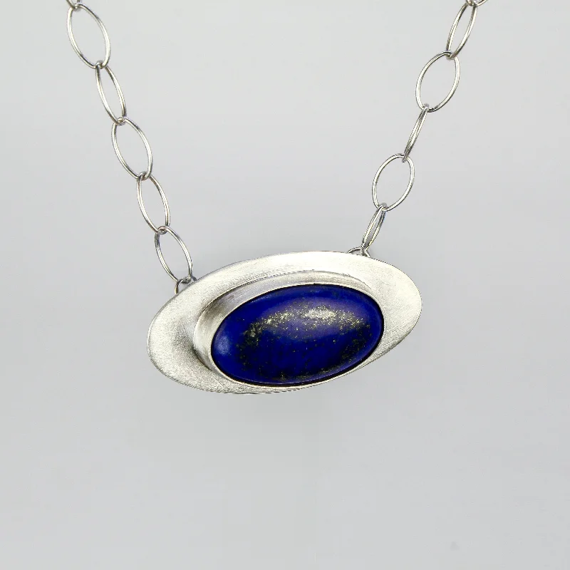 Unique necklaces and pendants with vintage-inspired designs for timeless appeal-NEW! Oval Lapis on Sterling Silver Pendant by Rina Young