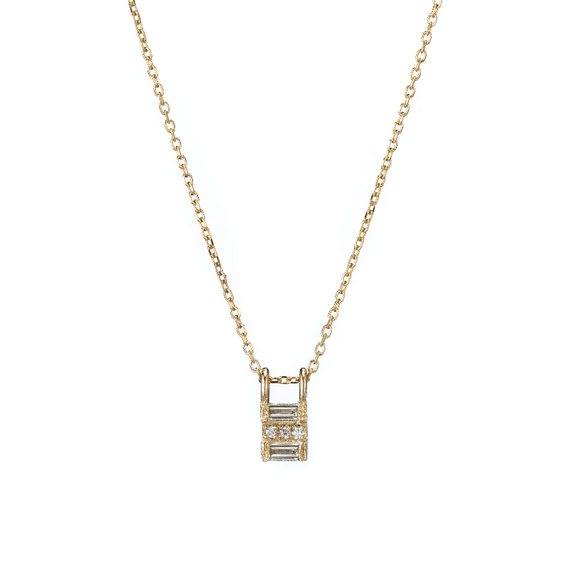 Simple necklaces and pendants with tiny charms for a delicate and casual vibe-Diamond Baguette Reflection Necklace