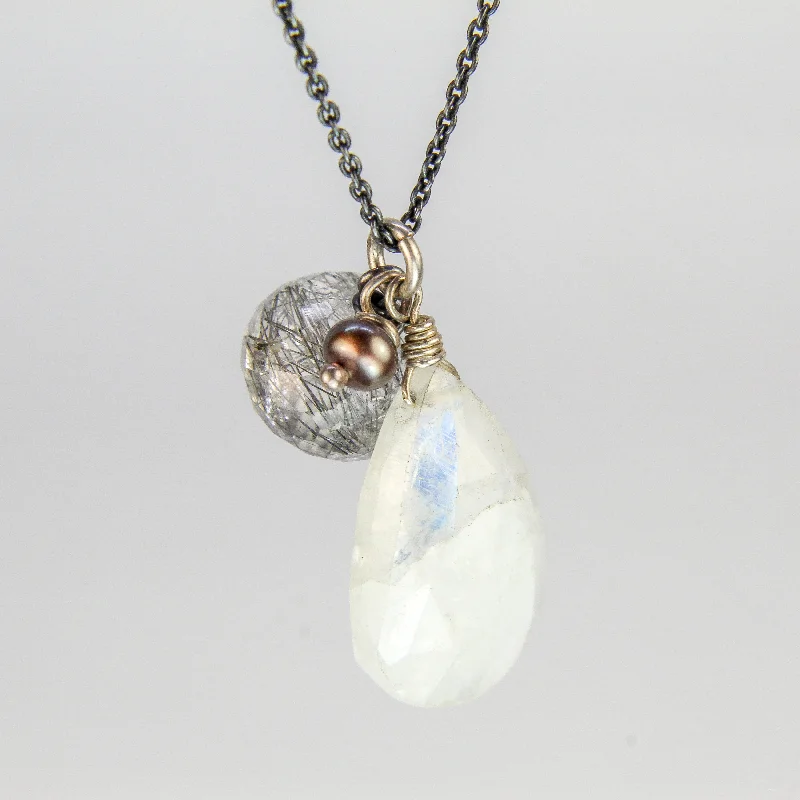 Necklaces and pendants with custom designs for a completely unique jewelry piece-NEW! Moonstone, Tourmaline Quartz & Pearl Pendant by Rina Young