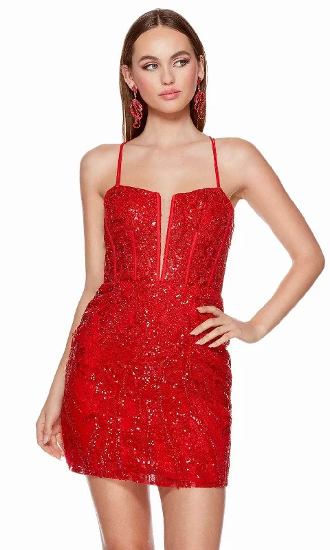 Plus size dresses with empire waists cinch nicely -Alyce Paris 4617 - Sequin Lace Homecoming Dress