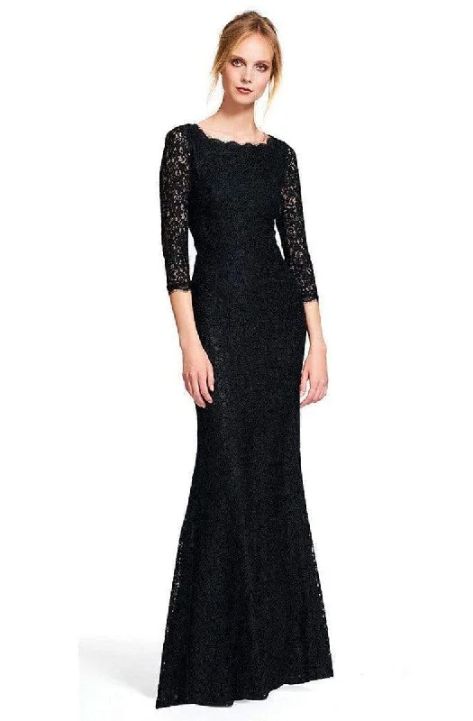 Plus size dresses with cap sleeves feel dainty -Adrianna Papell - Long Sleeves Lace Long Dress 91879130