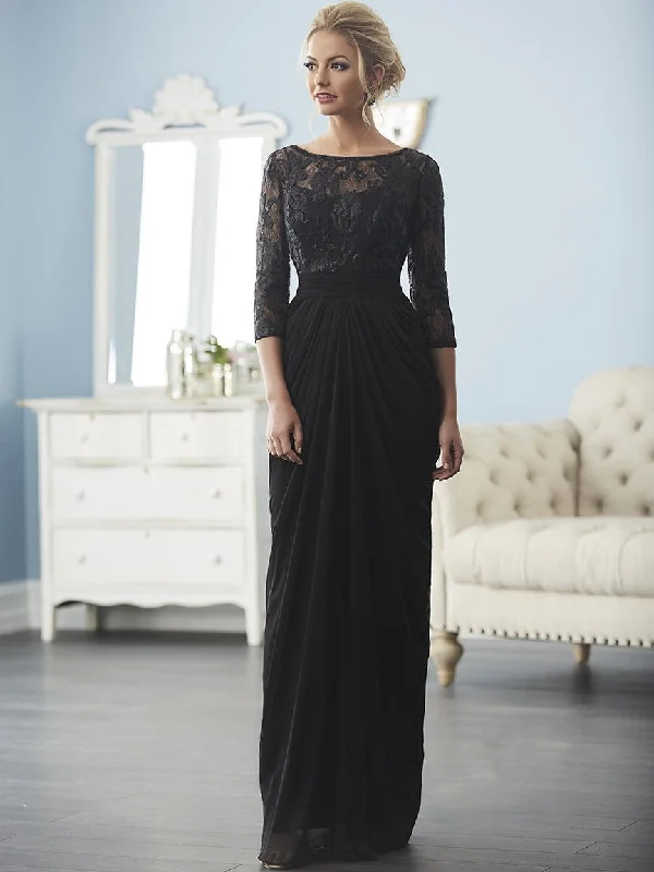 Plus size dresses for autumn days feel cozy -Christina Wu Elegance Lace Quarter Length Sleeve Chiffon Gown 20236 - 1 pc Navy In Size 20 Available