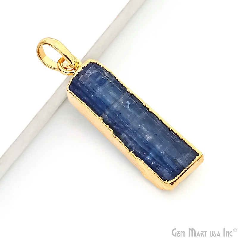 Best necklaces and pendants with butterfly wings for a delicate, graceful style-Kyanite Free Form 31x10mm Gold Electroplated Gemstone Single Bail Pendant