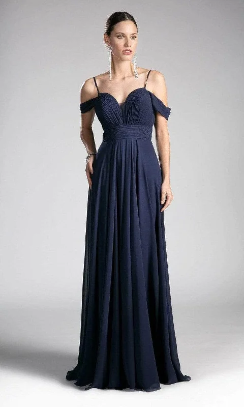 Plus size dresses for bold looks stand out -Ladivine CJ241 - Plunging Sweetheart Cold Shoulder Chiffon Gown