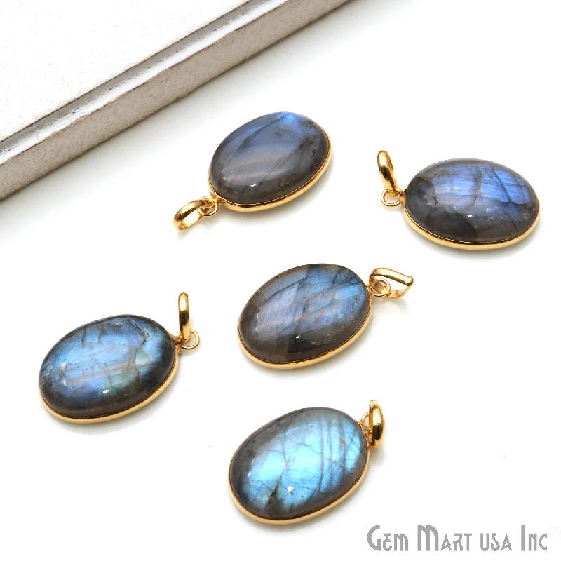 Unique necklaces and pendants with tree of life motifs for nature-inspired elegance-Labradorite Cabochon 27x17mm Oval Connector Pendant