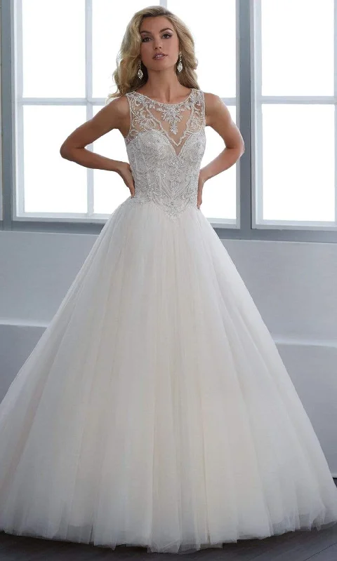 Plus size dresses for spring bloom with grace -Christina Wu Brides - 15664 Beaded Illusion A-Line Gown With Chapel Train