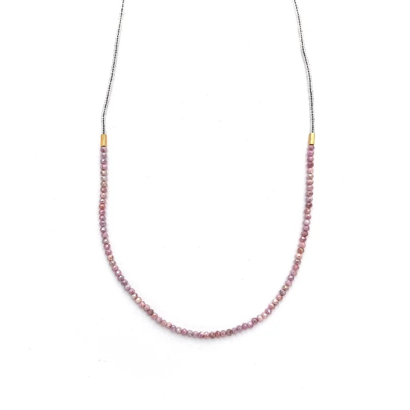 Elegant necklaces and pendants with gold chains for a chic, timeless appearance-NEW! Pink Sillimanite and Seed with Gold Vermeil Beaded Necklace by Debbie Fisher