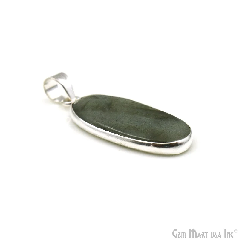 Best necklaces and pendants with personalized coordinates for a special keepsake-Labradorite Gemstone Oval 36x16mm Sterling Silver Necklace Pendant 1PC