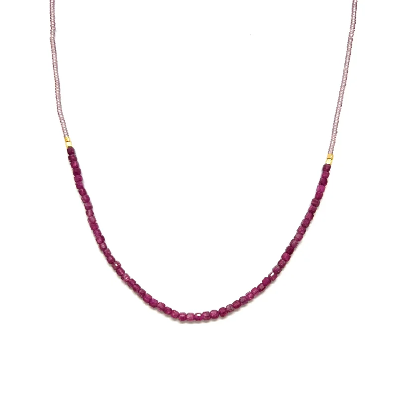 Trendy necklaces and pendants with geometric shapes for a modern aesthetic-NEW! Ruby Choker Necklace on Gold Filled Clasps by Debbie Fisher