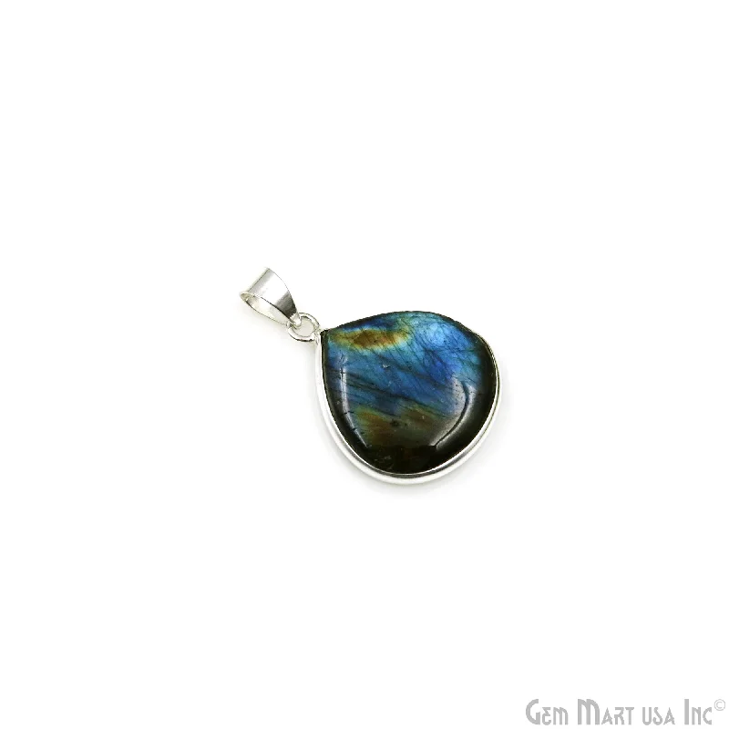 Necklaces and pendants with custom designs for a completely unique jewelry piece-Labradorite Gemstone Heart 29x24mm Sterling Silver Necklace Pendant 1PC