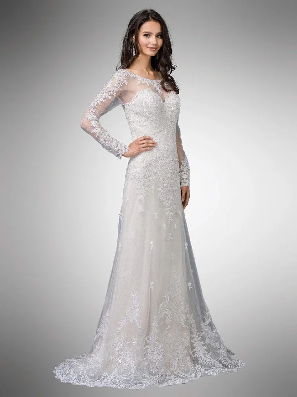 Plus size dresses with short sleeves suit spring -Dancing Queen Bridal - 9 Two Tone Beaded Lace Illusion Bateau A-line Gown