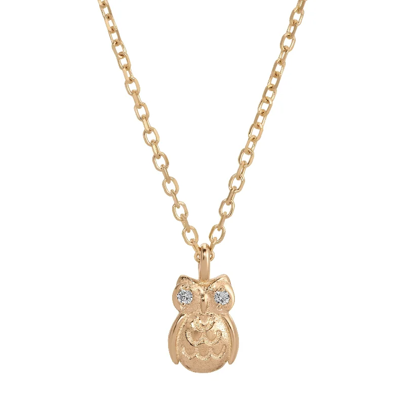 Best necklaces and pendants with butterfly pendants for a delicate, light style-Diamond Owl Necklace