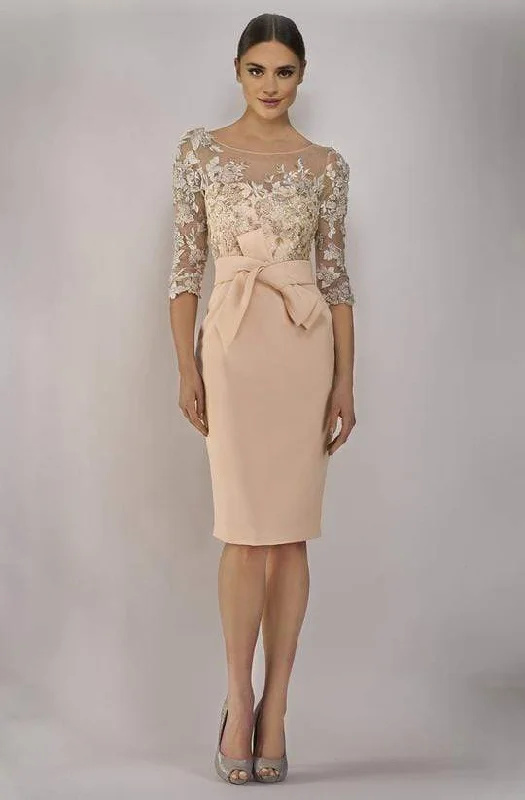 Plus size dresses for celebrations shine with style -Janique - Embroidered Bateau Cocktail Dress 1906