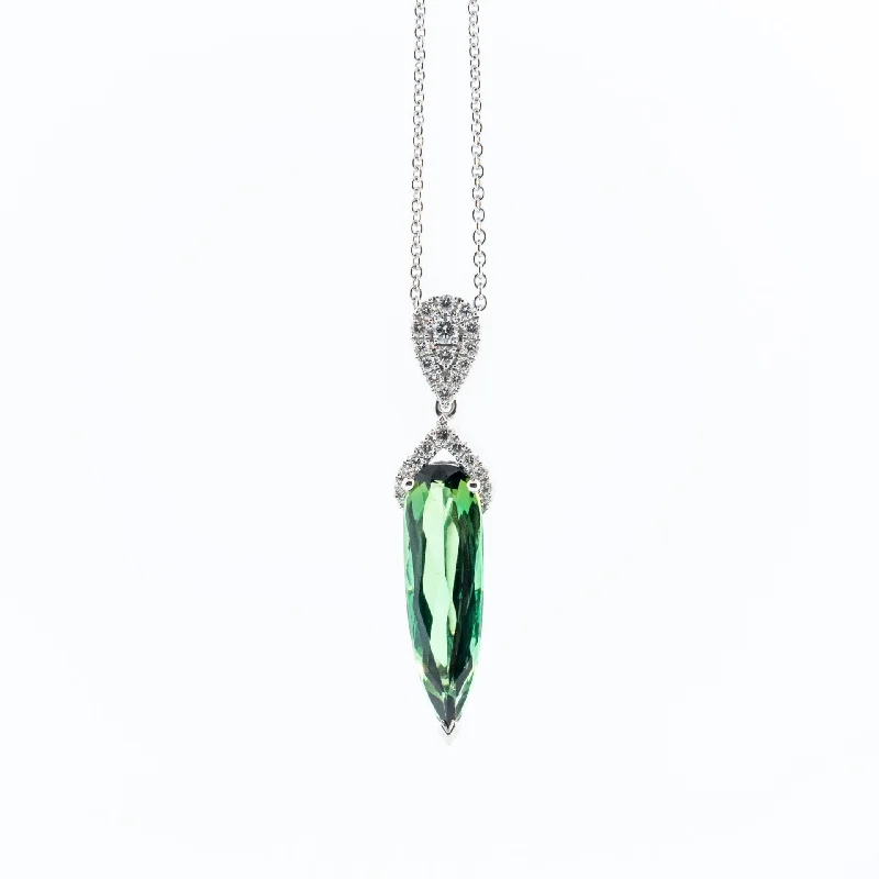 Best necklaces and pendants with opal gemstones for an iridescent glow-Fantasy Cut Tourmaline and Diamond Necklace