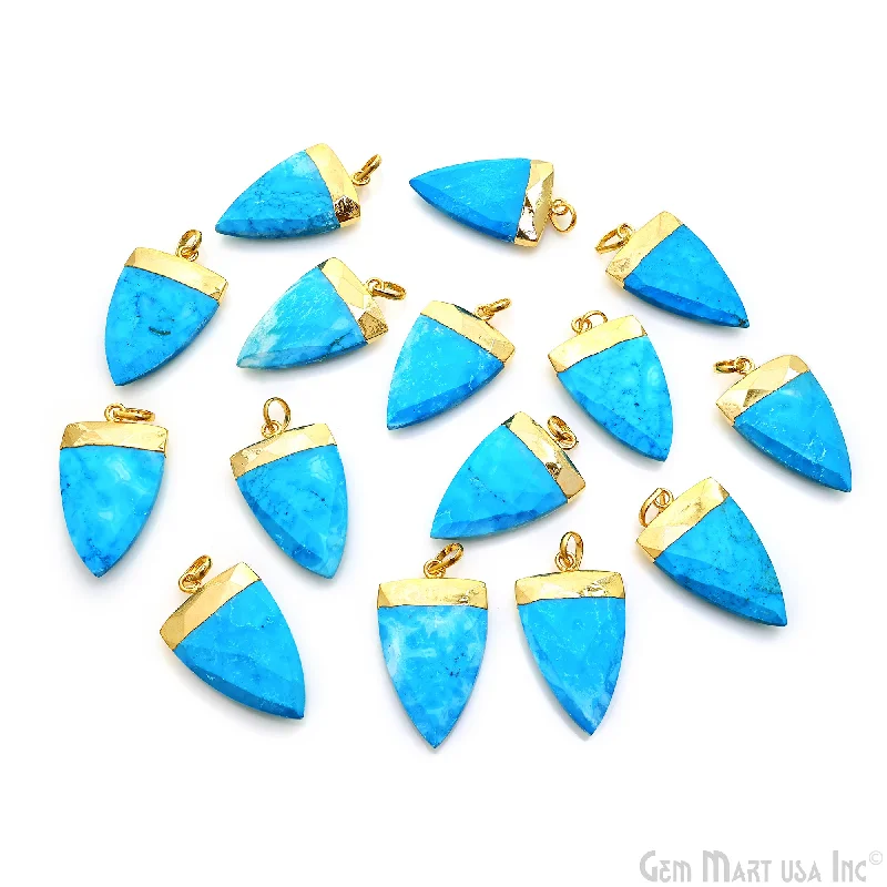 Simple necklaces and pendants with tiny charms for a delicate and casual vibe-Turquoise 34x20mm Gold Plated Triangle Gemstone Necklace Pendant