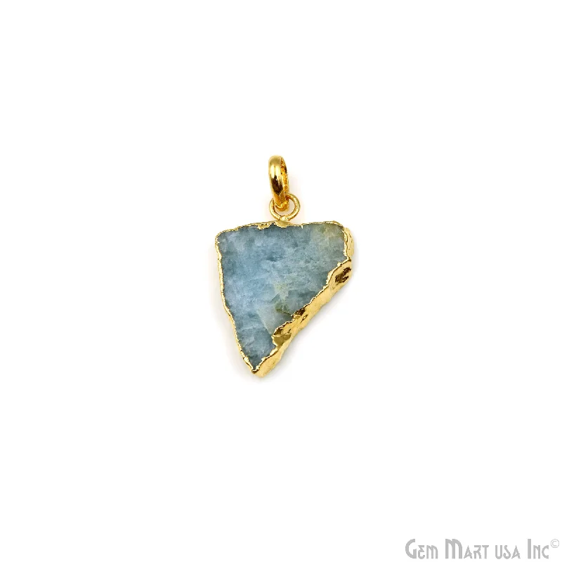 Unique necklaces and pendants with vintage-inspired designs for timeless appeal-Aquamarine Free Form shape 31x21mm Gold Electroplated Gemstone Single Bail Pendant