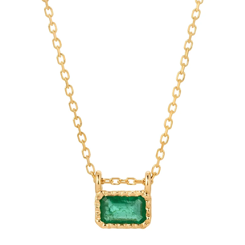 Beautiful necklaces and pendants with layered chains for a fashionable, chic look-Emerald EC Necklace