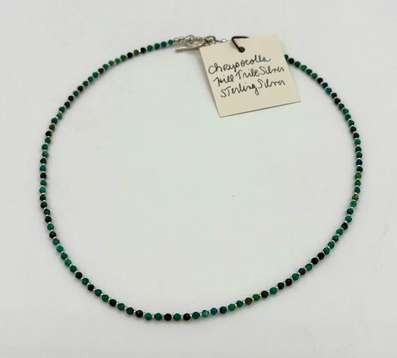 Necklaces and pendants with geometric pendants for a clean, contemporary design-Chrysocolla Hill Tribe and Sterling Silver Necklace