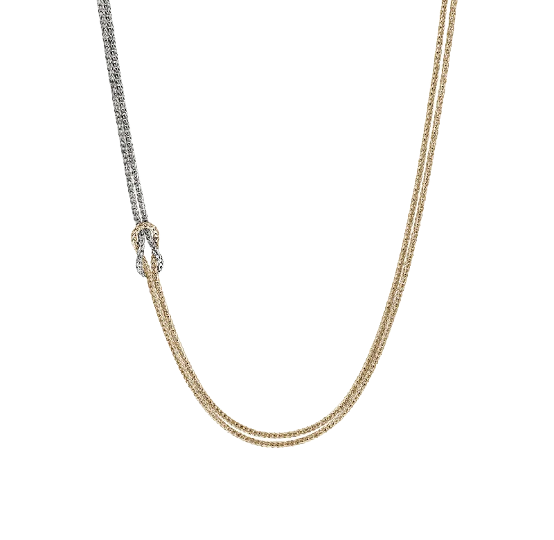 Simple necklaces and pendants with bar pendants for a sleek modern design-John Hardy Love Knot Mixed Metals Double Chain Necklace, 1.8mm