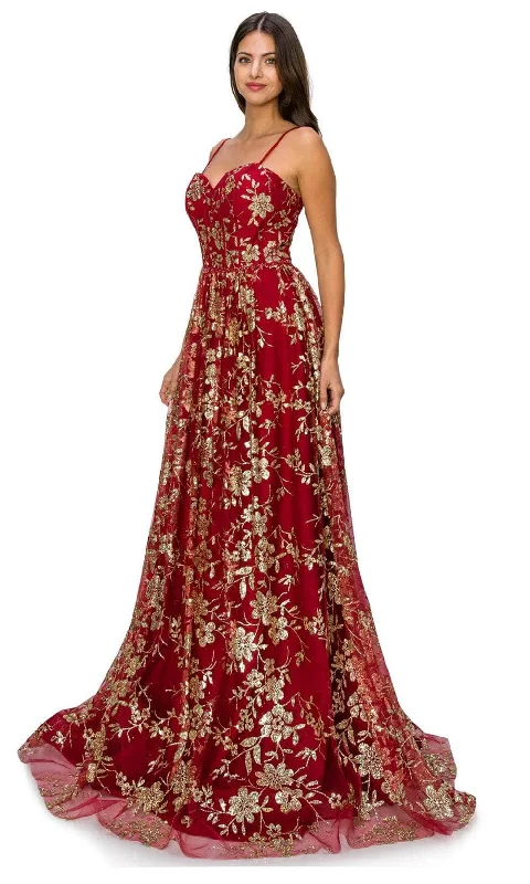 Plus size dresses for power dressing empower daily -Cinderella Couture 8043J - Sweetheart Floral Glitter Prom Gown