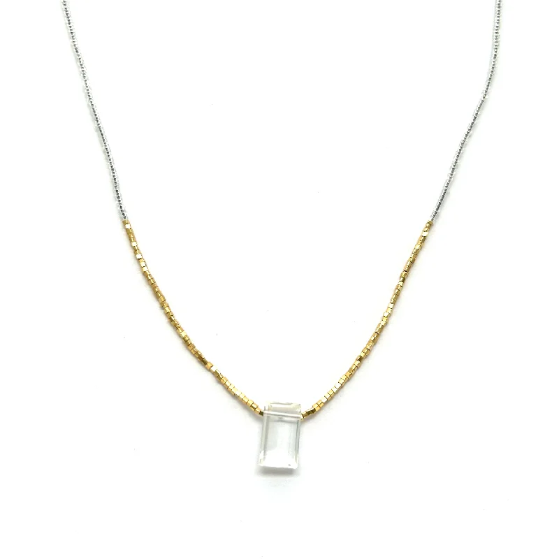 Best necklaces and pendants for everyday wear with minimalist designs-NEW! Quartz Rectangle Drop Necklace with Gold Vermeil by Debbie Fisher