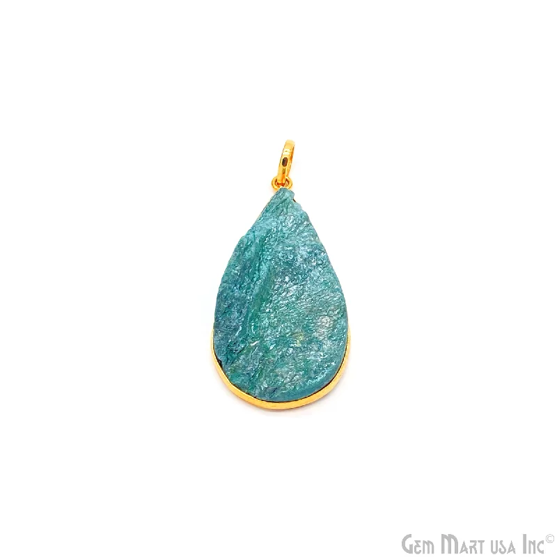 Unique necklaces and pendants with tree of life motifs for nature-inspired elegance-Fuchsite Pendant Pear Shape 45x25mm Single Bail Gold Plated Bezel Pendant