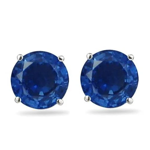 Hoop earrings with braided patterns for a detailed and textured finish-1 1/4ct Blue Sapphire Studs Earrings 14K White Gold