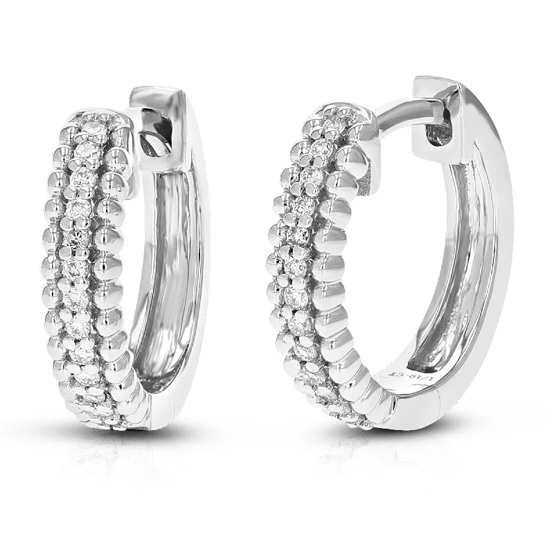 Hoop earrings with rhinestone embellishments for a glamorous and sparkling look-1/10 cttw Round Cut Lab Grown Diamond Hoop Earrings in .925 Sterling Silver Prong Set 1/2 Inch