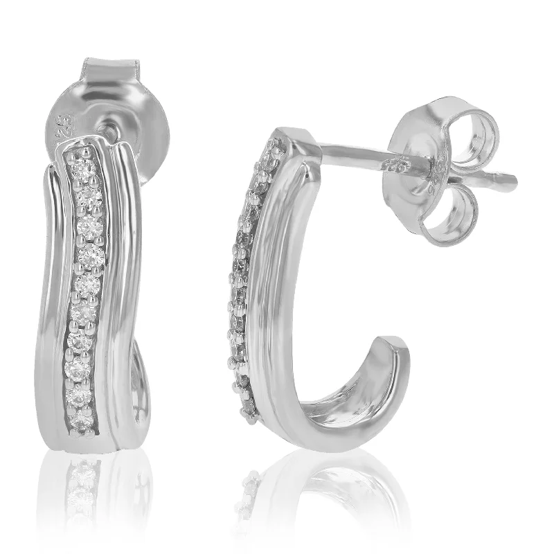 Best hoop earrings with gold for a luxurious and timeless look-1/10 cttw Round Lab Grown Diamond Dangle Earrings .925 Sterling Silver Prong Set 1/2 Inch