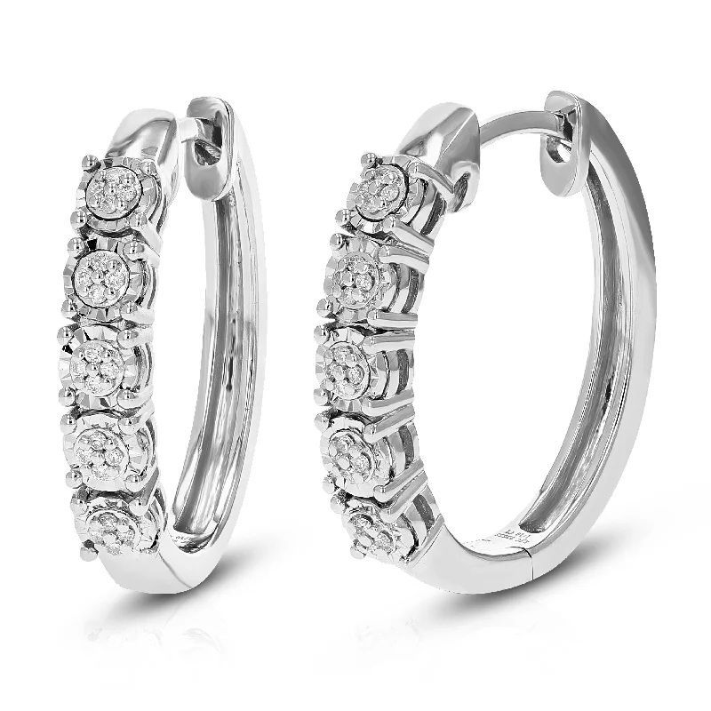 Best hoop earrings with baroque pearls for a luxurious and elegant vibe-1/10 cttw Round Lab Grown Diamond Prong Set Hoop Earrings in .925 Sterling Silver 2/3 Inch