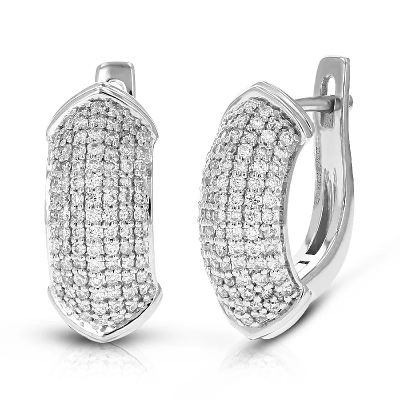 Best hoop earrings with floral designs for a feminine and delicate look-1/2 cttw Round Cut Lab Grown Diamond Prong Set Hoop Earrings in .925 Sterling Silver 1/2 Inch