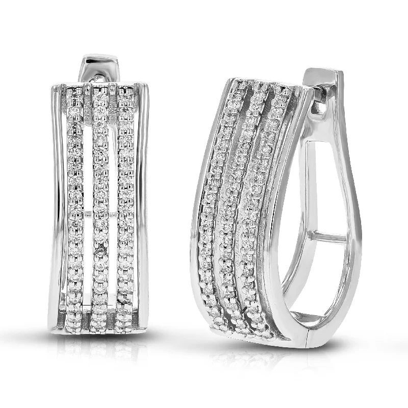 Best hoop earrings with tribal designs for a cultural and exotic aesthetic-1/3 cttw Round Cut Lab Grown Diamond Hoop Earrings in .925 Sterling Silver Prong Set 3/4 Inch