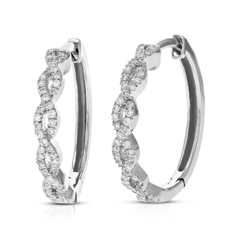 Best hoop earrings with snake-inspired designs for an edgy and fierce vibe-1/4 cttw Round Cut Lab Grown Diamond Hoop Earrings in .925 Sterling Silver Prong Set 3/4 Inch