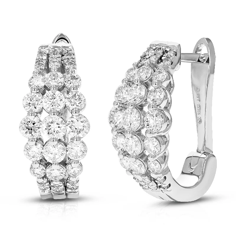 Best hoop earrings with sparkling cubic zirconia for a brilliant, budget-friendly effect-1.50 cttw Round Cut Lab Grown Diamond Hoop Earrings in .925 Sterling Silver Prong Set 2/3 Inch