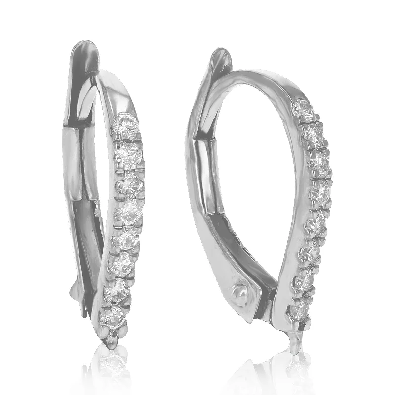 Hoop earrings with resin accents for a bold and colorful design-1/8 cttw Round Lab Grown Diamond Hoop Earrings .925 Sterling Silver Prong Set 1/2 Inch